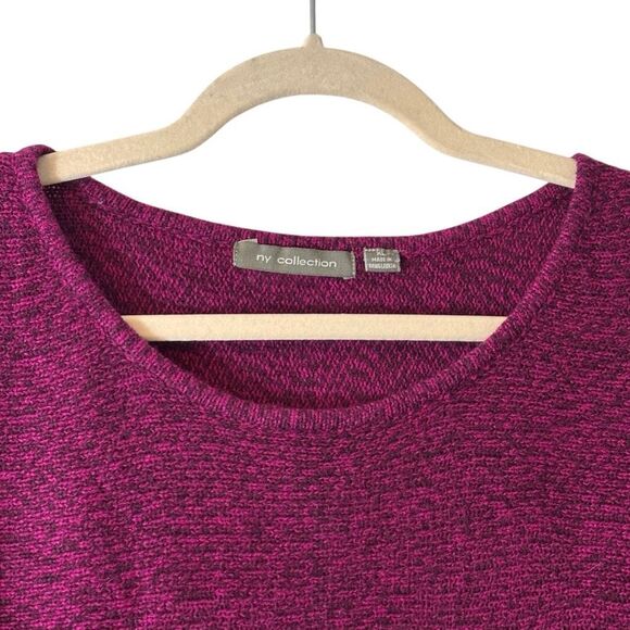 ny collection marled purple scoop neck dolman 3/4 sleeve fringe sweater XL - Picture 4 of 9